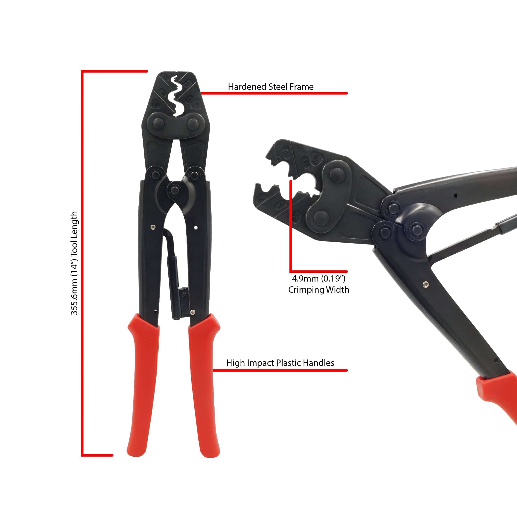 LY-2045E - UL Approved De cobre Lug y Sin aislamiento Terminal Herramienta de crimpado - 12-04 AWG