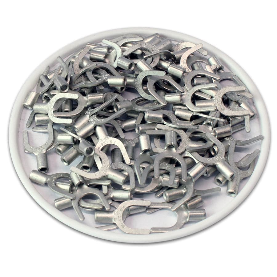 SNBS1-6 - 22 to 16 AWG Non Insulated Spade Terminals, 1/4" Stud, UL Recognized, 100 Pieces