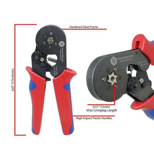 FD2810HX - 28 to 10 AWG Wire Ferrules Crimping Tool, Self-Adjusting Ratchet, Hexagonal Profile, 1 Piece