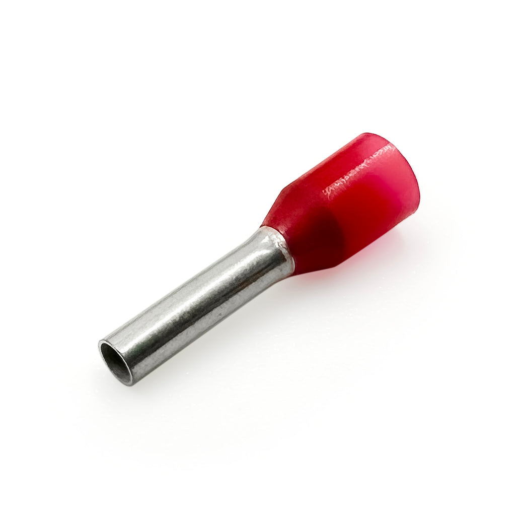 Z+F V30AE000016 - 16 AWG Insulated Wire Ferrules, 8mm Pin, Red, 500 Pieces