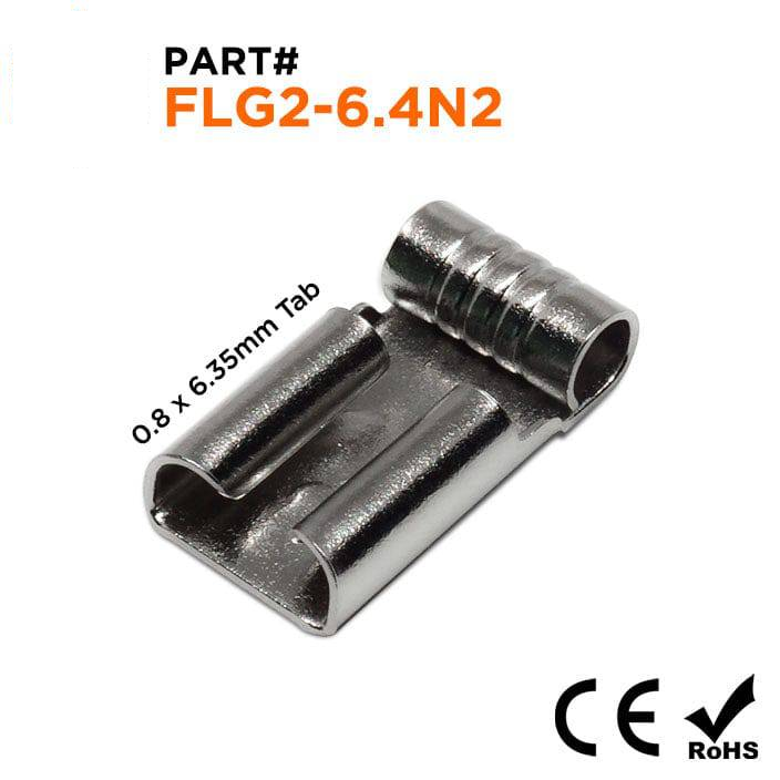 FLG2-6.4N2 - 16 to 14 AWG High Temperature Female Flag Quick Disconnects, Steel, 900°F, 100 Pieces