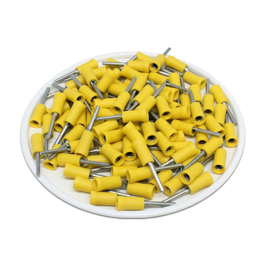 PTD0.5-9 - Vinyl Insulated Pin Terminals - Double Crimp - 26-22 AWG - Yellow