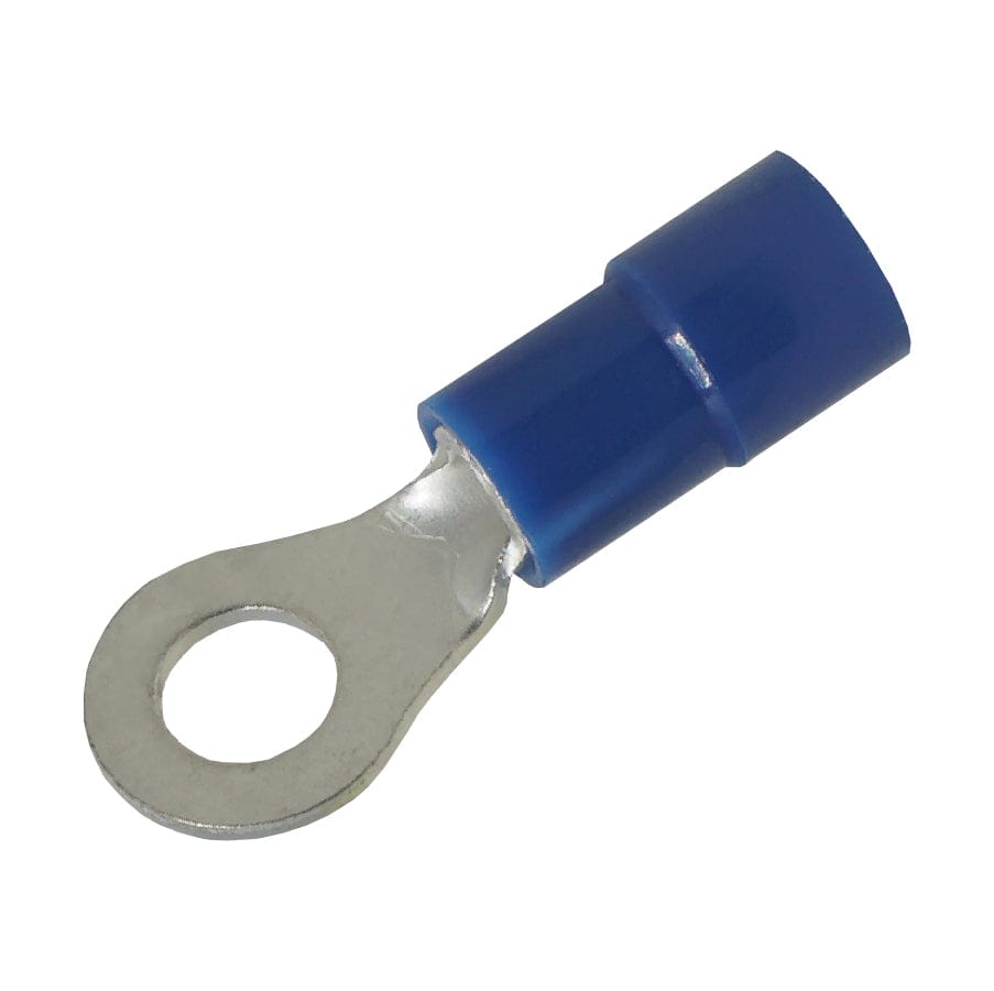 RVYL2-4 - 16 to 14 AWG Molded PVC Vinyl Insulated Ring Terminals, Easy Entry, #8 Stud, 100 Pieces
