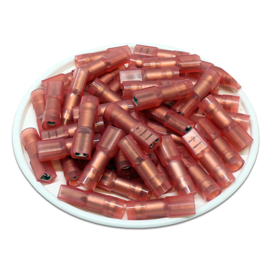 FDFNYD1-110(8) - De nailon Totalmente aislados Double Crimp Terminales de desconexión rápida - 22-16 AWG - Female