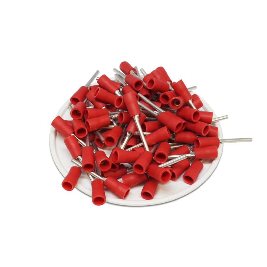 PTV1-18 - 22 a 16 AWG Con aislamiento de vinilo Terminales de pin, 11/16" Pin, UL Recognized, 100 piezas