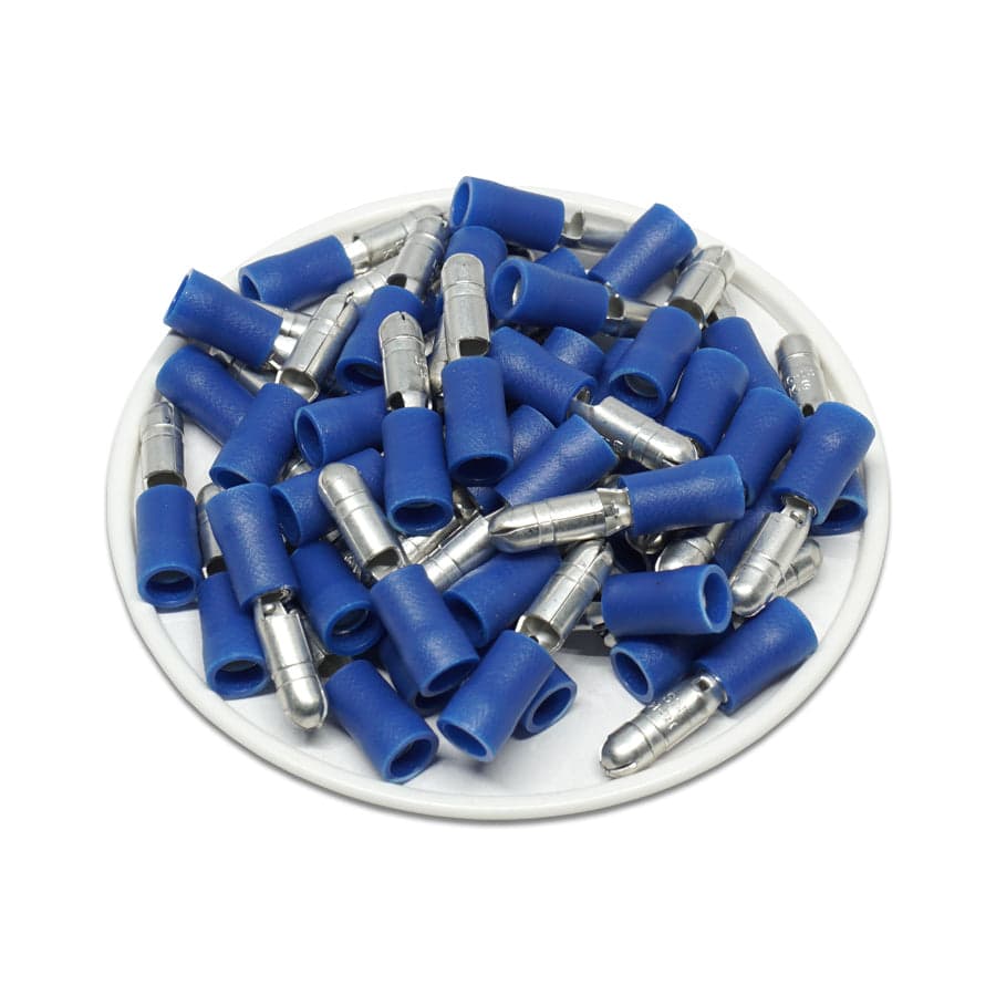 MPDL2-180 - 16 to 14 AWG Vinyl PVC Insulated Male Bullet Connectors, Double Crimp, 100 Pieces