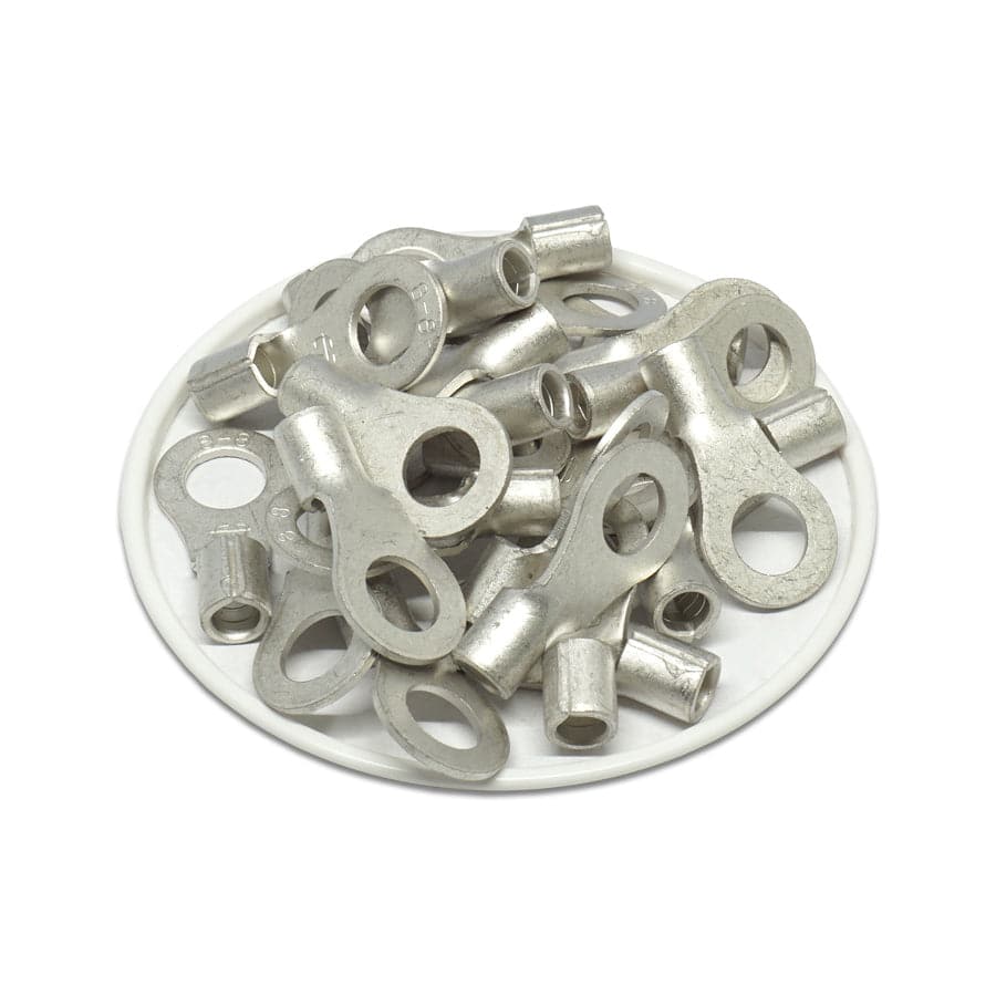RNB8-8 - 8 AWG Non Insulated Ring Terminals, 5/16" Stud, UL Approved, 25 Pieces
