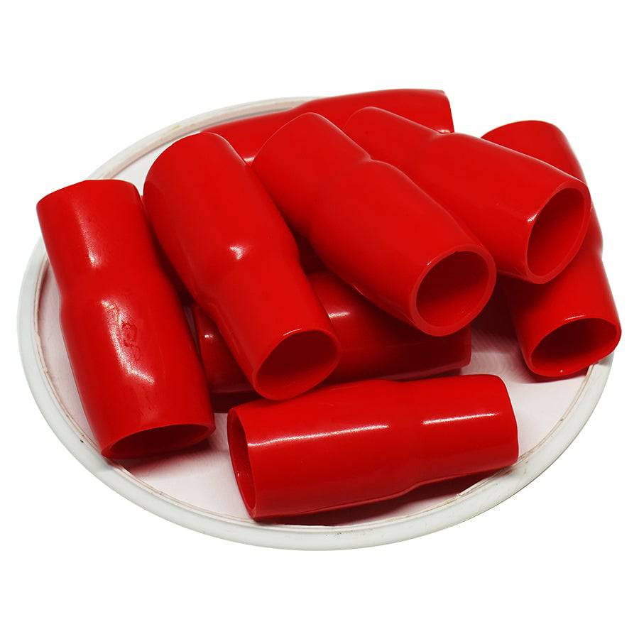 V-38RD - 2 AWG Red Vinyl PVC Wire End Sleeves, End Caps, 25 Pieces