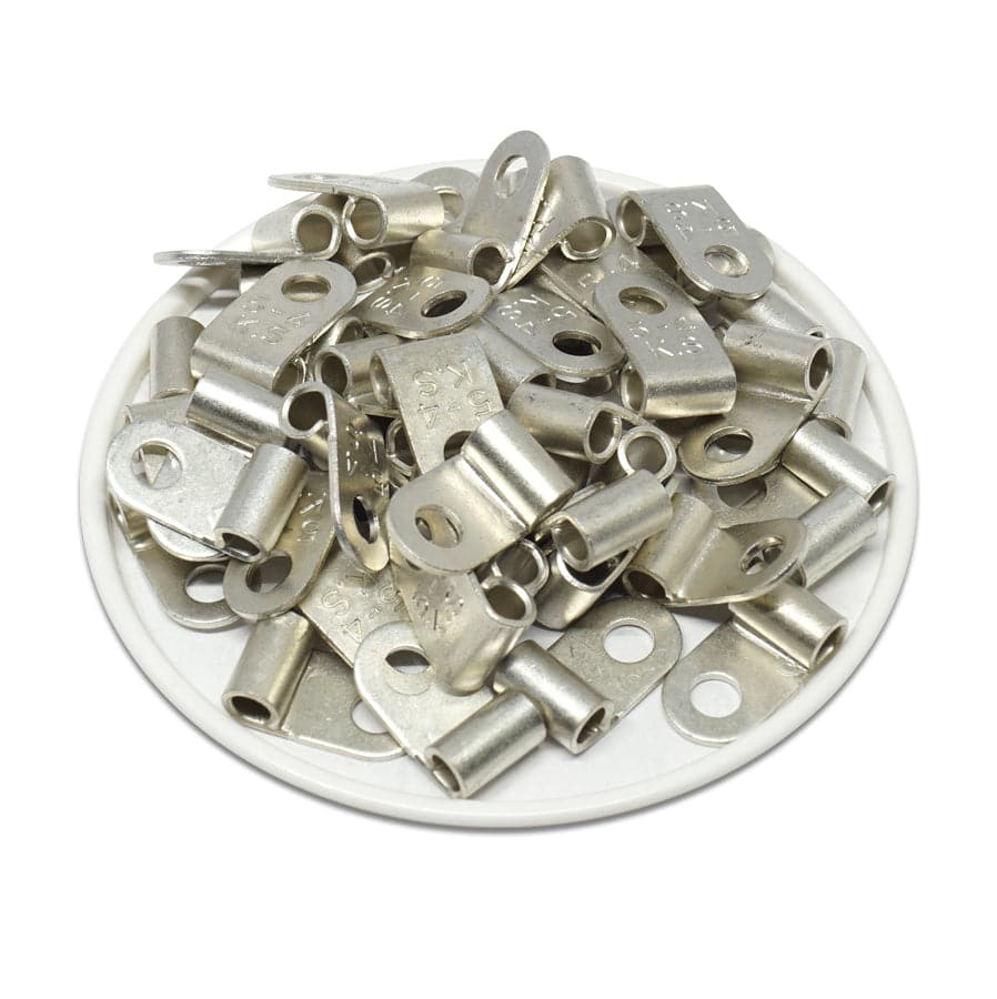 FGNB5-4 - 12 a 10 AWG Sin aislamiento Flag Terminales de anillo, Ring Tongue, #8 Orificio, 50 piezas