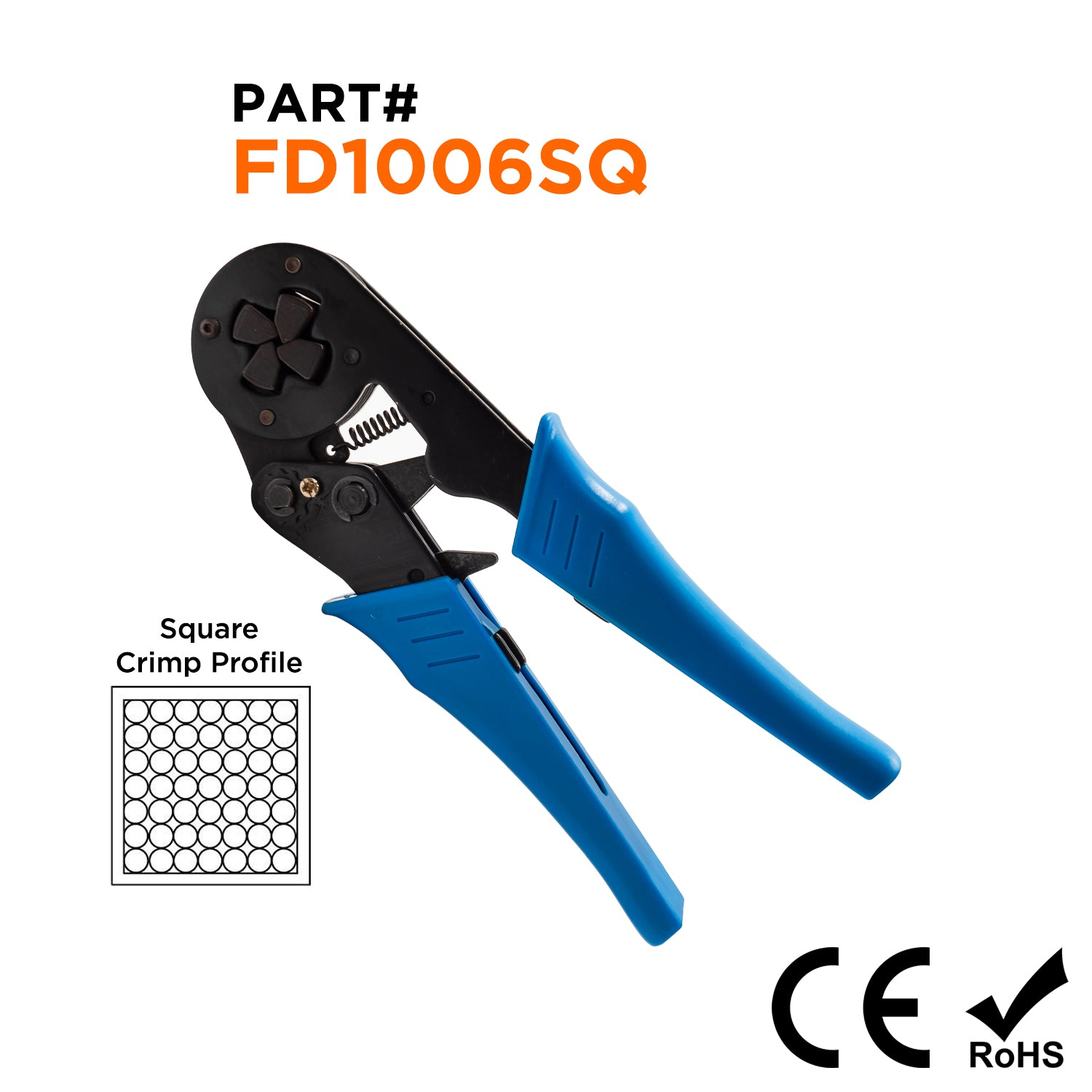 FD1006SQ - 10 to 6 AWG Wire Ferrules Crimping Tool, Self-Adjusting Ratchet, Square Profile, 1 Piece