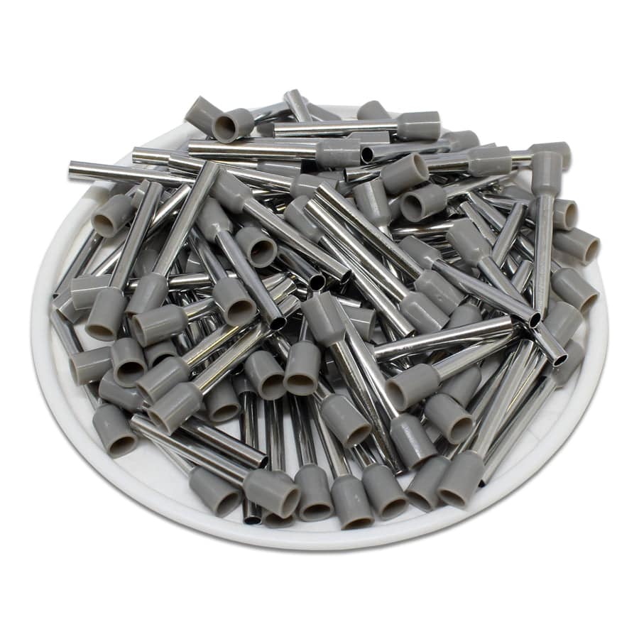 AT20018 - 14 AWG (Small Diameter) Insulated Punteras, 18mm Pin, Gris, 500 piezas