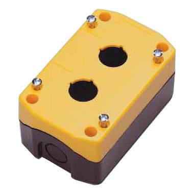 FDB-2A - Push Button Enclosure, 2 orificio, 22mm Spacing, IP65 Rated, Amarillo/Negro, 1 pieza