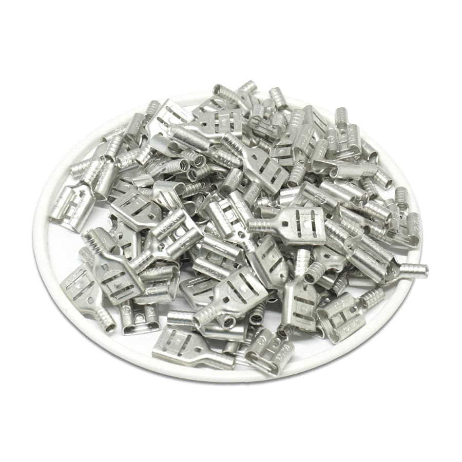 FDN1-250 - 22 to 16 AWG Non Insulated Female Quick Disconnects, NEMA Tab: .250", 100 Pieces