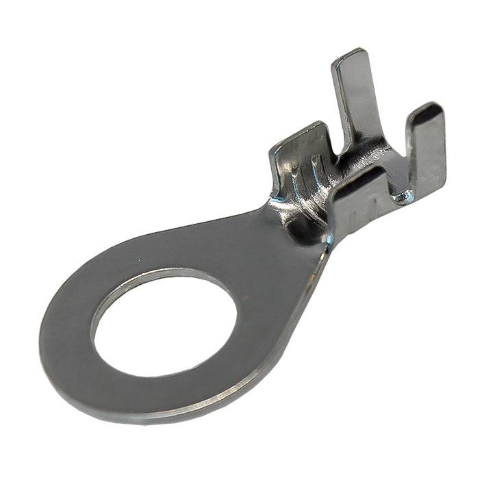 DJ431-8D-T - 14 a 12 AWG Terminales de anillo, 5/16" Orificio, Estañado Brass, Open Barrel, 100 piezas