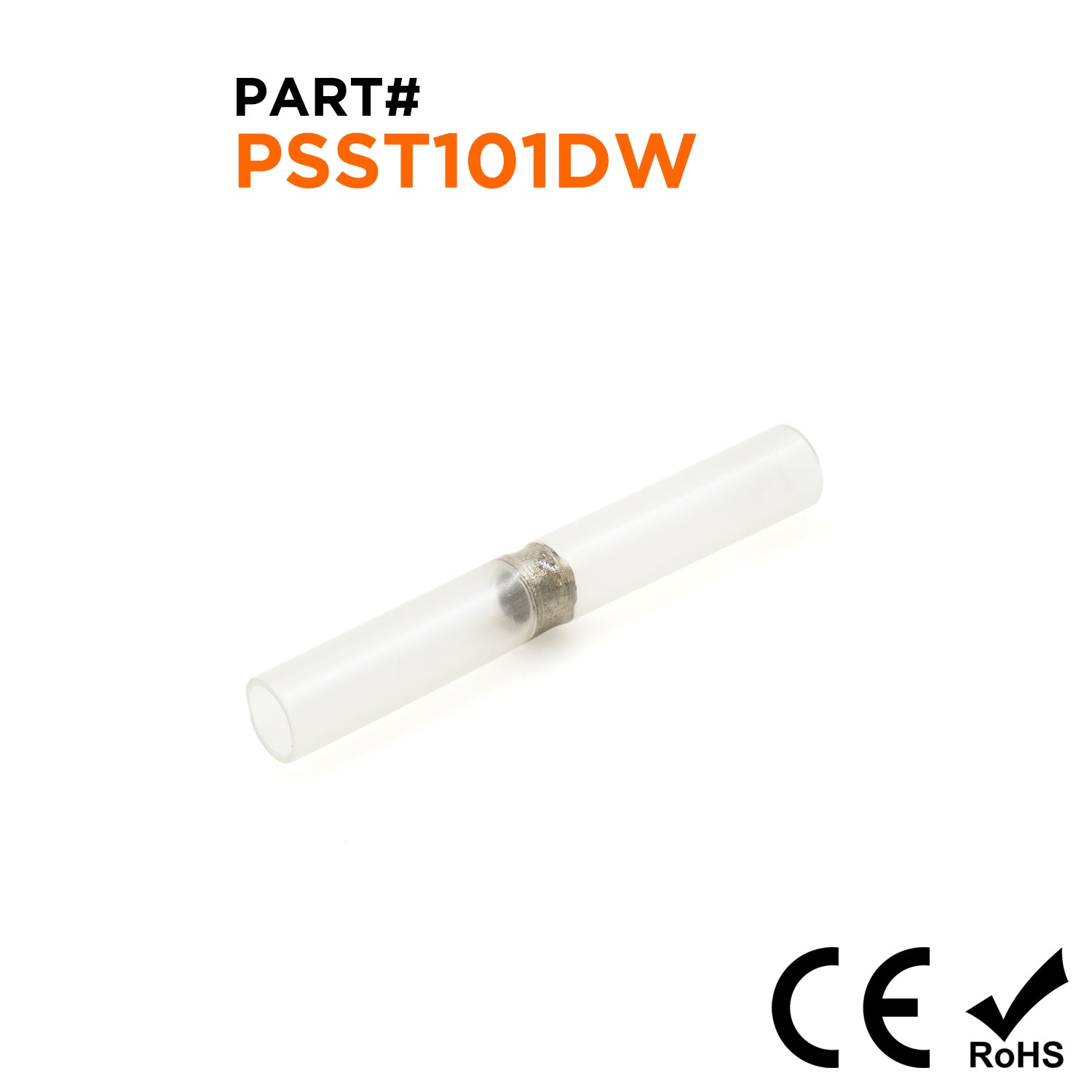 PSST101DW - 26 to 24 AWG Heat Shrink Solder Sleeves, Double Wall, No Printing, White, 25 Pieces