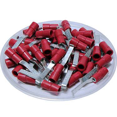 LBVYB1-3 - 22 to 16 AWG Vinyl Insulated Lipped Blade Molded Entry Terminals, 1/8" Width, Brazed Seam, UL Recognized, 100 Pieces
