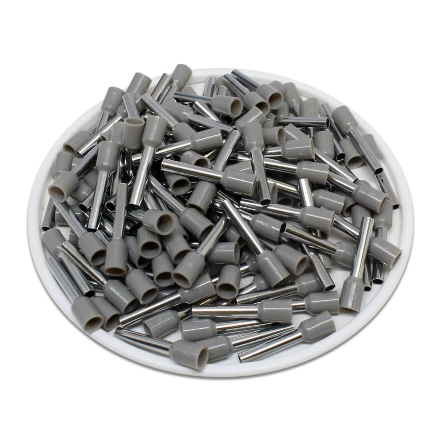AT20012 - 14 AWG (Small Diameter) Insulated Wire Ferrules, 12mm Pin, Gray, 500 Pieces