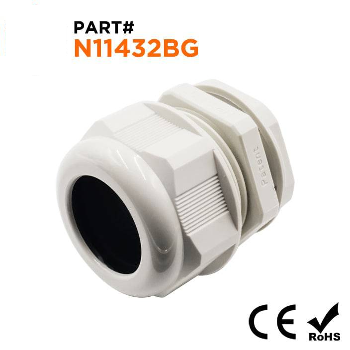 N11432BG - 1 1/4" NPT Rosca De nailon Prensaestopas, Beige, Rango: 7/8" a 1-1/4", UL Listed, IP68, IP69K - 1 pieza