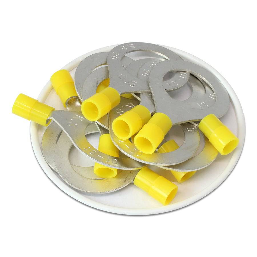 12-10 AWG Nylon Insulated Ring Terminals, 3/4" Stud, Butted Seam, 50 Pieces - RNY5-20