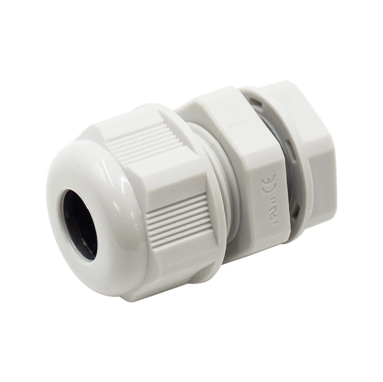 M1207GY - M12 x 1.5mm Metric Thread Nylon Cable Gland, Gray, Range: 1/8" to 1/4"", UL Listed, IP68, IP69K - 1 Piece