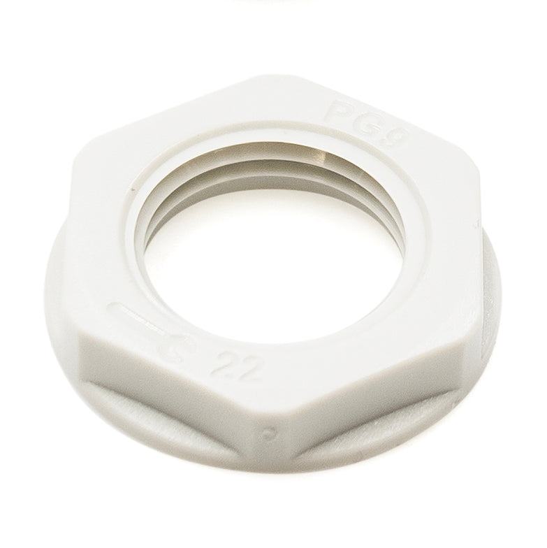 PG9 Rosca De nailon Lock Nut para PG Prensaestopas, Gris, UL Approved, 1 pieza - PG09GY-LN
