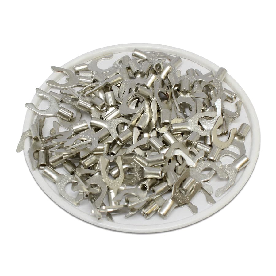 22-16 AWG Sin aislamiento Locking Terminales de horquilla, #10 Orificio, UL Approved, 100 piezas - LSNBS1-5