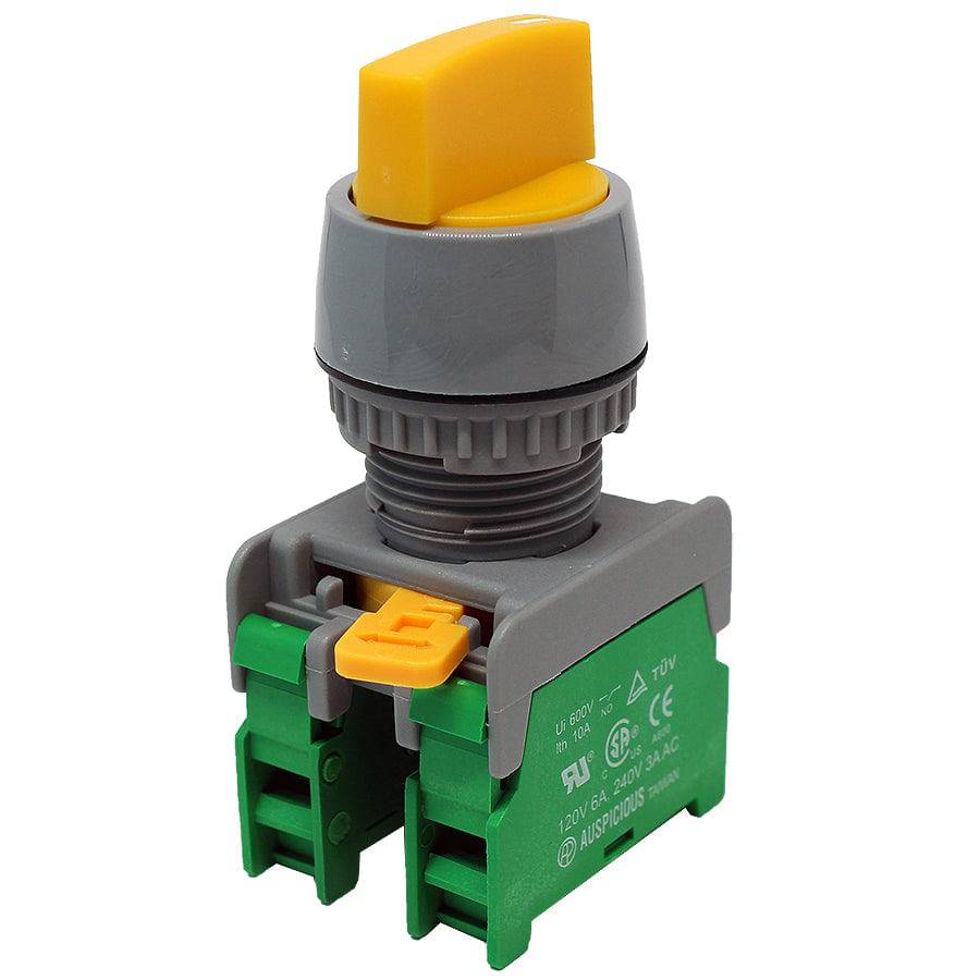 GCS22-2/O-YL - Twist Knob Switch - 2 Contact (2/O) - 3 Positions (1-0-2) - Amarillo