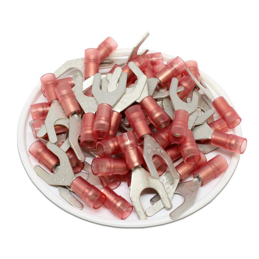 SNYDL1-6 - Con aislamiento de nailon Double Crimp Terminales de horquilla - 22-16 AWG - 1/4" Orificio