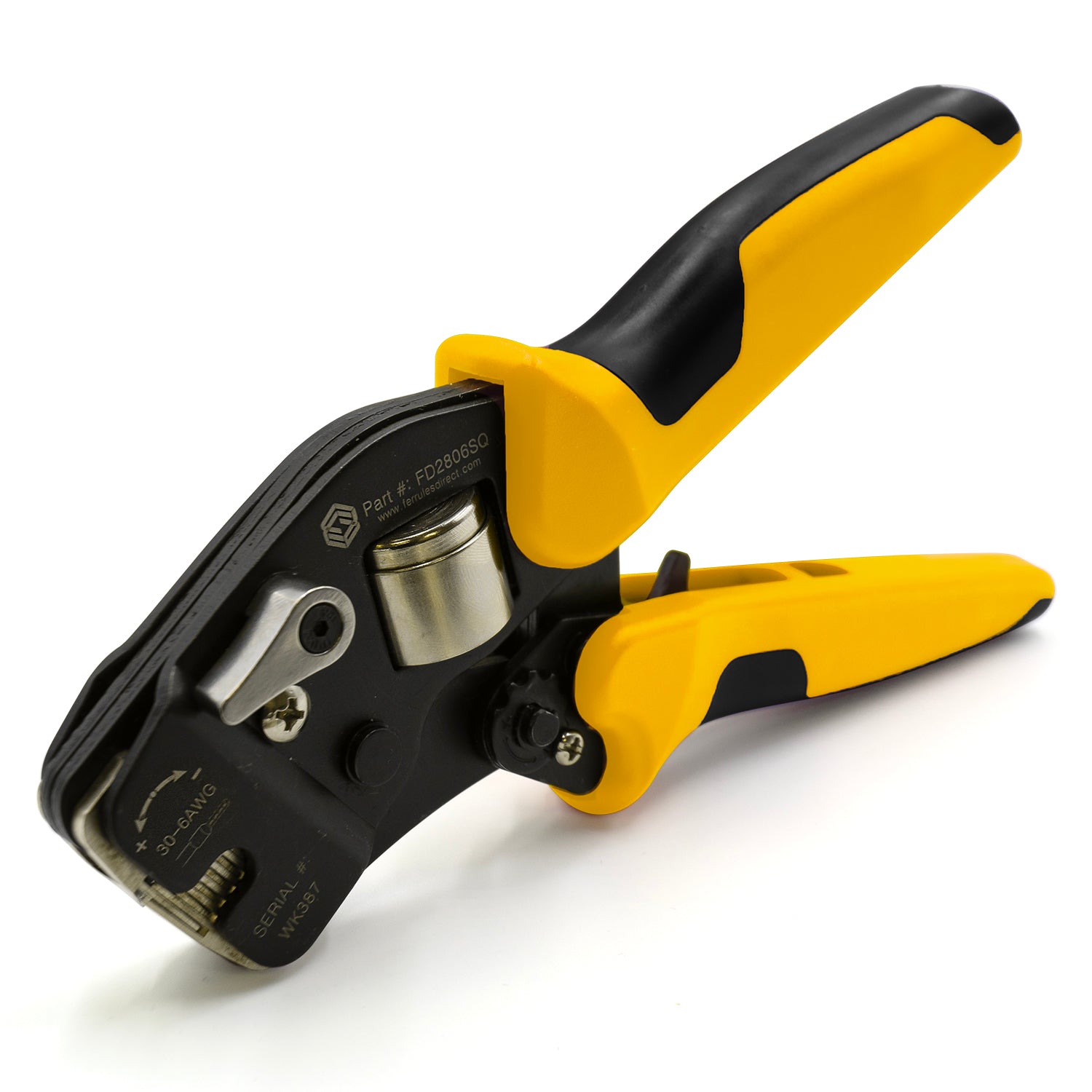 28 to 6 AWG Wire Ferrules Crimping Tool, Self Adjusting, Frontal Load, Square Profile - FD2806SQ-YL