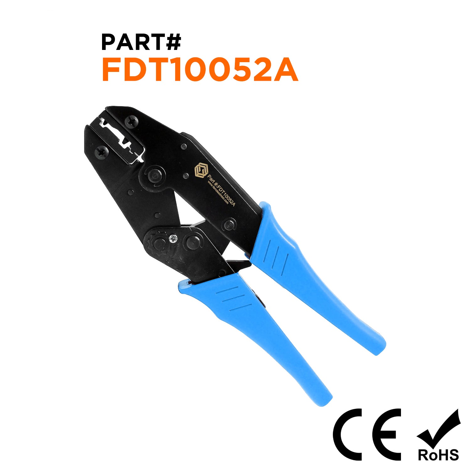 FDT10052A - 16 a 10 AWG Sin aislamiento Flag Terminales de desconexión rápida Herramienta de crimpado, 1 pieza
