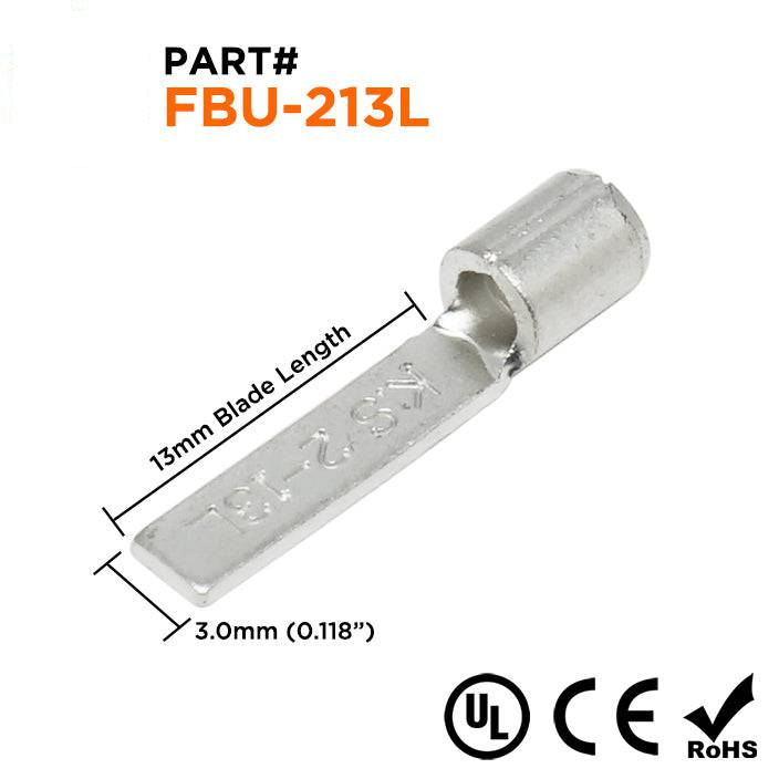 DBNBL2-13 - 16 to 14 AWG Non Insulated Blade Terminals, 1/2" Blade Length x 1/8" Width, 100 Pieces