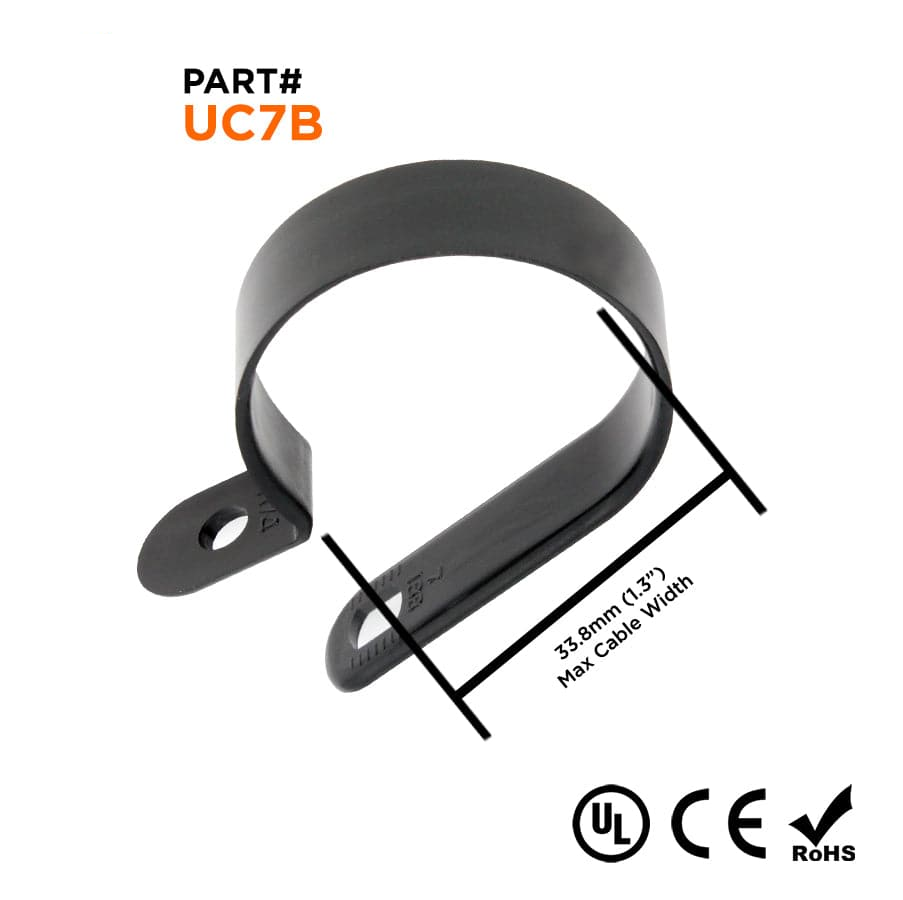UC7B - De nailon Cable Abrazaderas, Color: Negro, Dimensions:52.3x12mm, 100 piezas