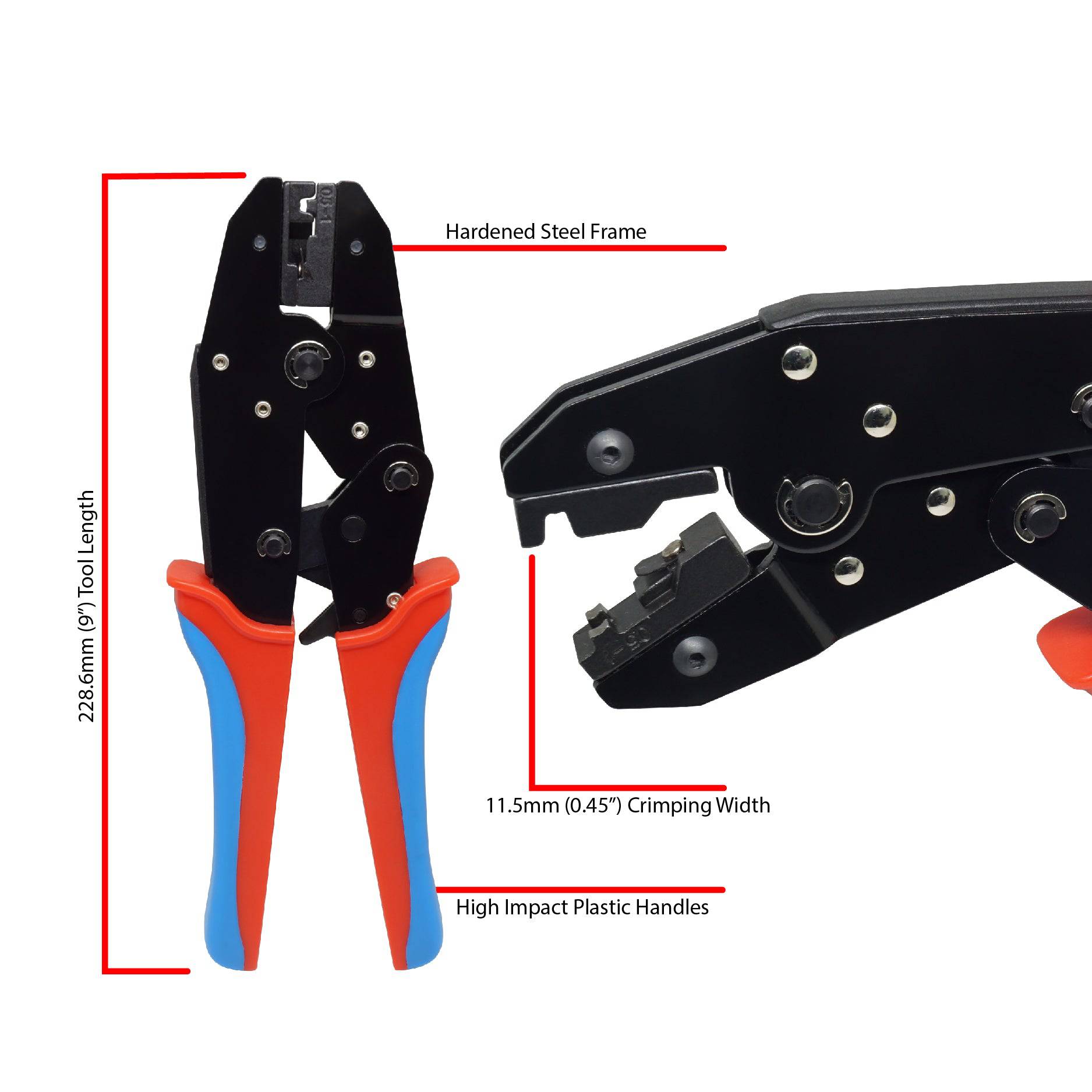FDT10054 -  22 to 18 AWG Non Insulated Flag Terminal Crimping Tool, Ratcheting, 1 Piece