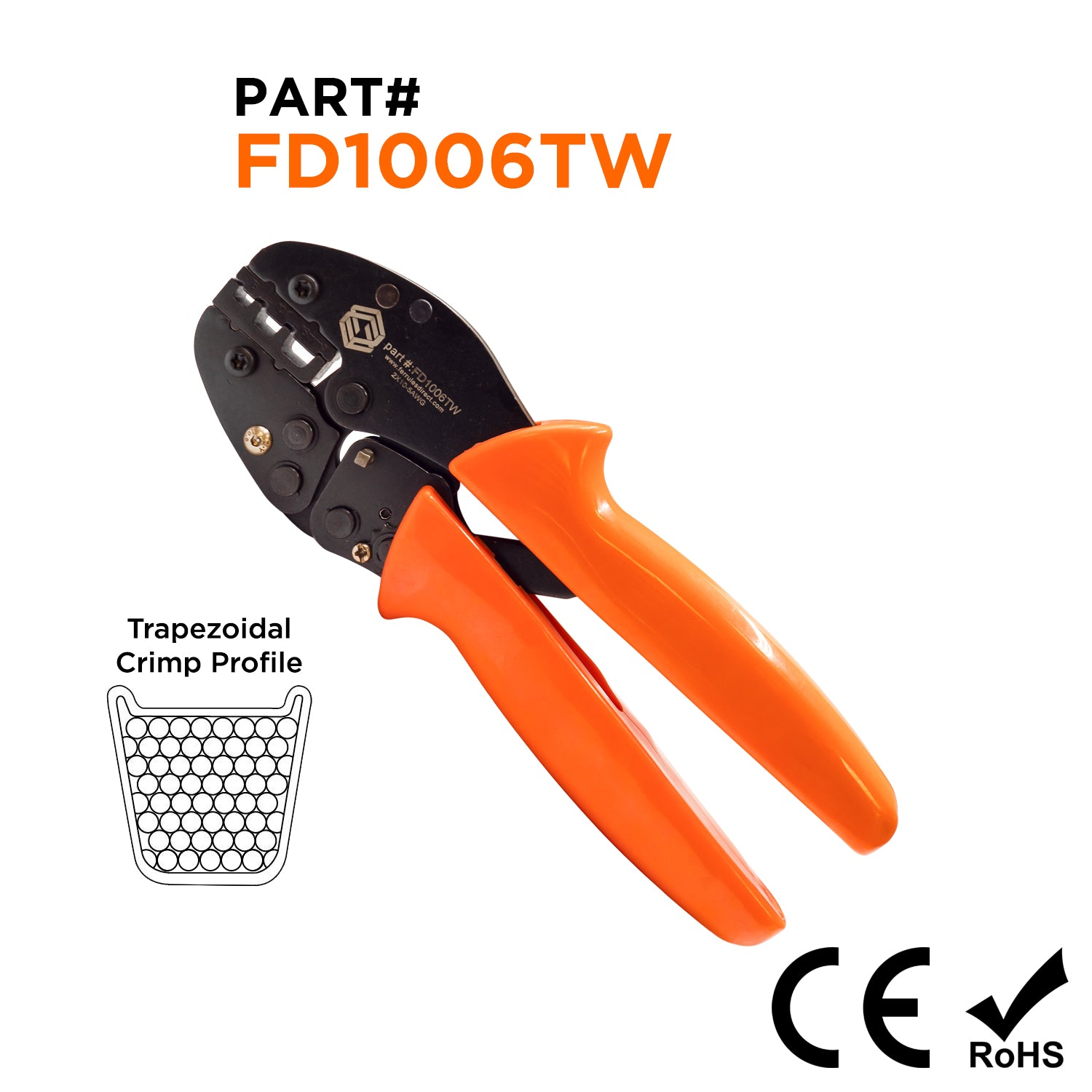 FD1006TW - 10 a 6 AWG Twin Herramienta de crimpado para punteras, De alta resistencia, Trapezoidal Crimp, 1 pieza