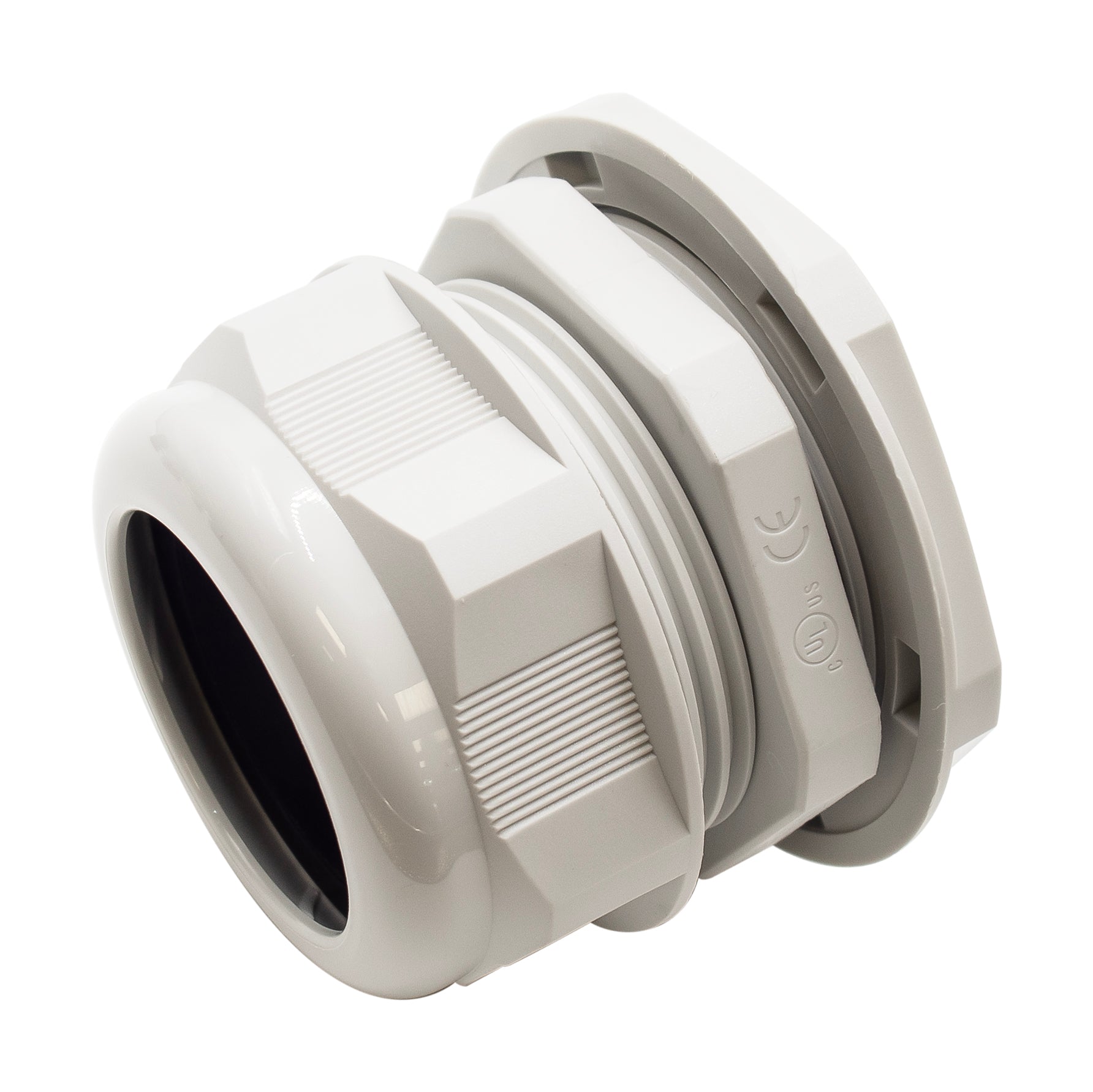M6344GY - M63 x 1.5mm Metric Rosca De nailon Prensaestopas, Gris, Rango: 1-7/16" a 1-3/4", UL Recognized, IP68