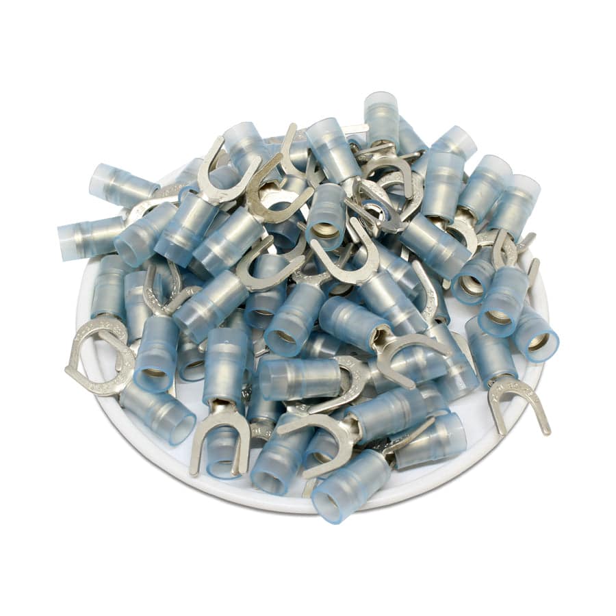 SNYDS2-6 - Con aislamiento de nailon Double Crimp Terminales de horquilla - 16-14 AWG
