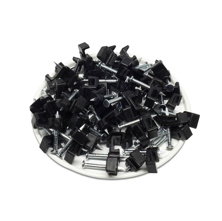 FNC5B - Flat Nail Cable Clip - Negro - 5mm