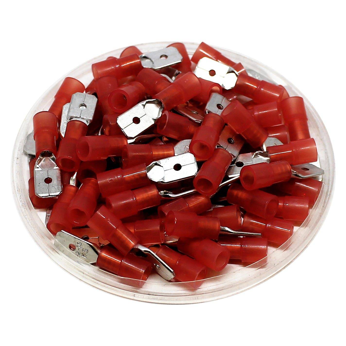 MDNY1-250 - 22 to 16 AWG Nylon Insulated Quick Disconnects, Male, Red, 100 Pieces