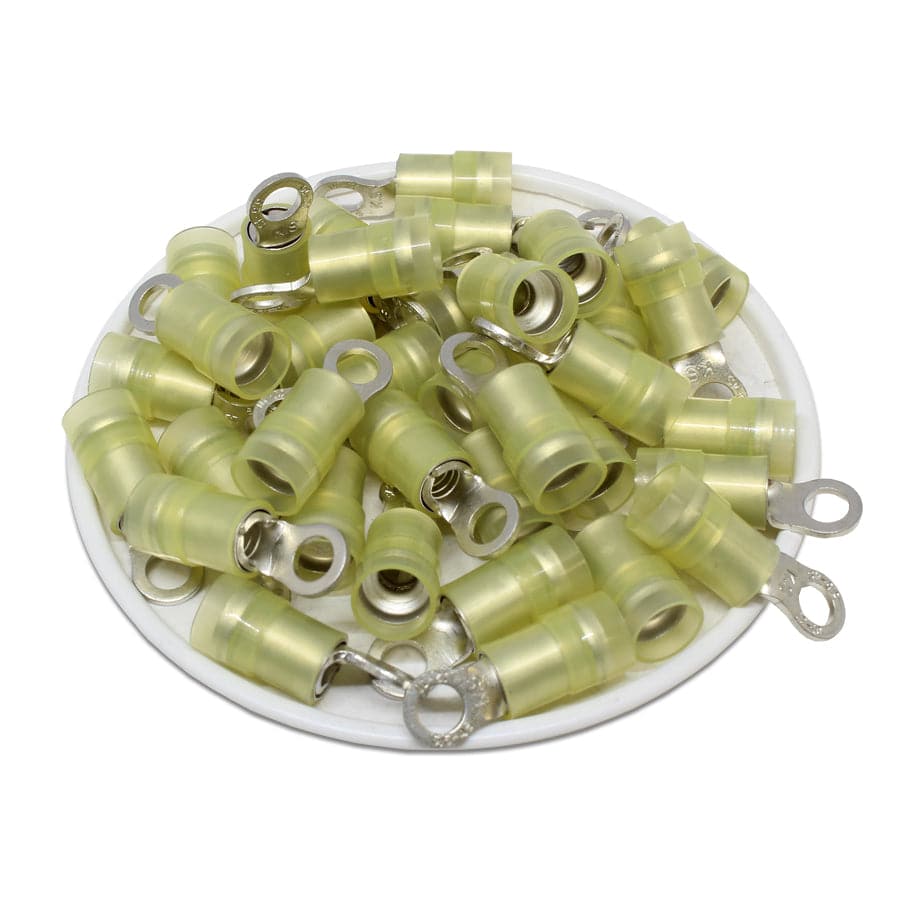 RNYDS5-4 - Double Crimp De nailon Terminales de anillo - 12-10 AWG - #8 Orificio