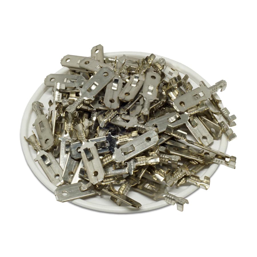 607LRM - Male Brass Open Barrel Connector - 16-14 AWG - 6.0x0.8mm Tab