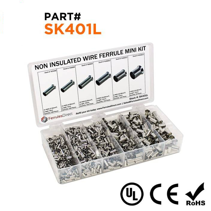 SK401L Mini Kit - Large Size Non Insulated Ferrules - 14-4 AWG, 1 Kit