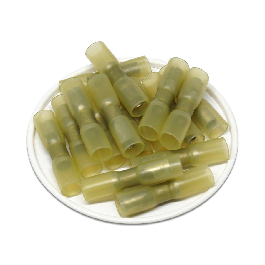 SBTF102-4 - 12 to 10 AWG Heat Shrink Bullet Connectors, Female, Size: 0.16", Polyethylene, Yellow, 25 Pieces