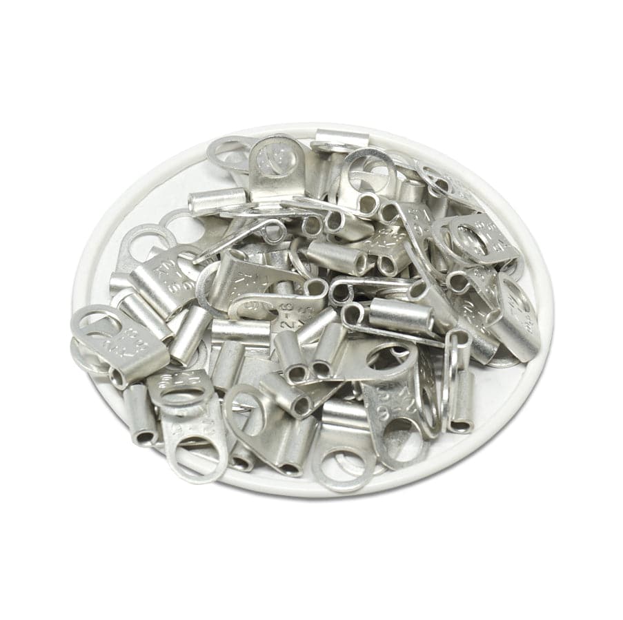 FGNB2-6 - 16 to 14 AWG Non Insulated Flag Ring Terminals, Ring Tongue, 1/4" Stud, 100 Pieces