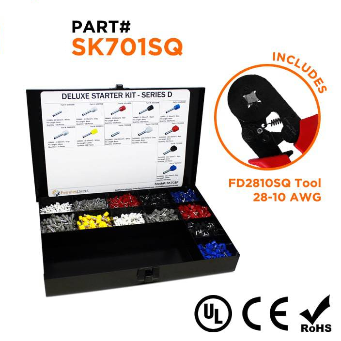 SK701SQ - 22 a 10 AWG Punteras Deluxe Kit + FD2810SQ Herramienta, 3,450-piezas, Series D, 1 Kit