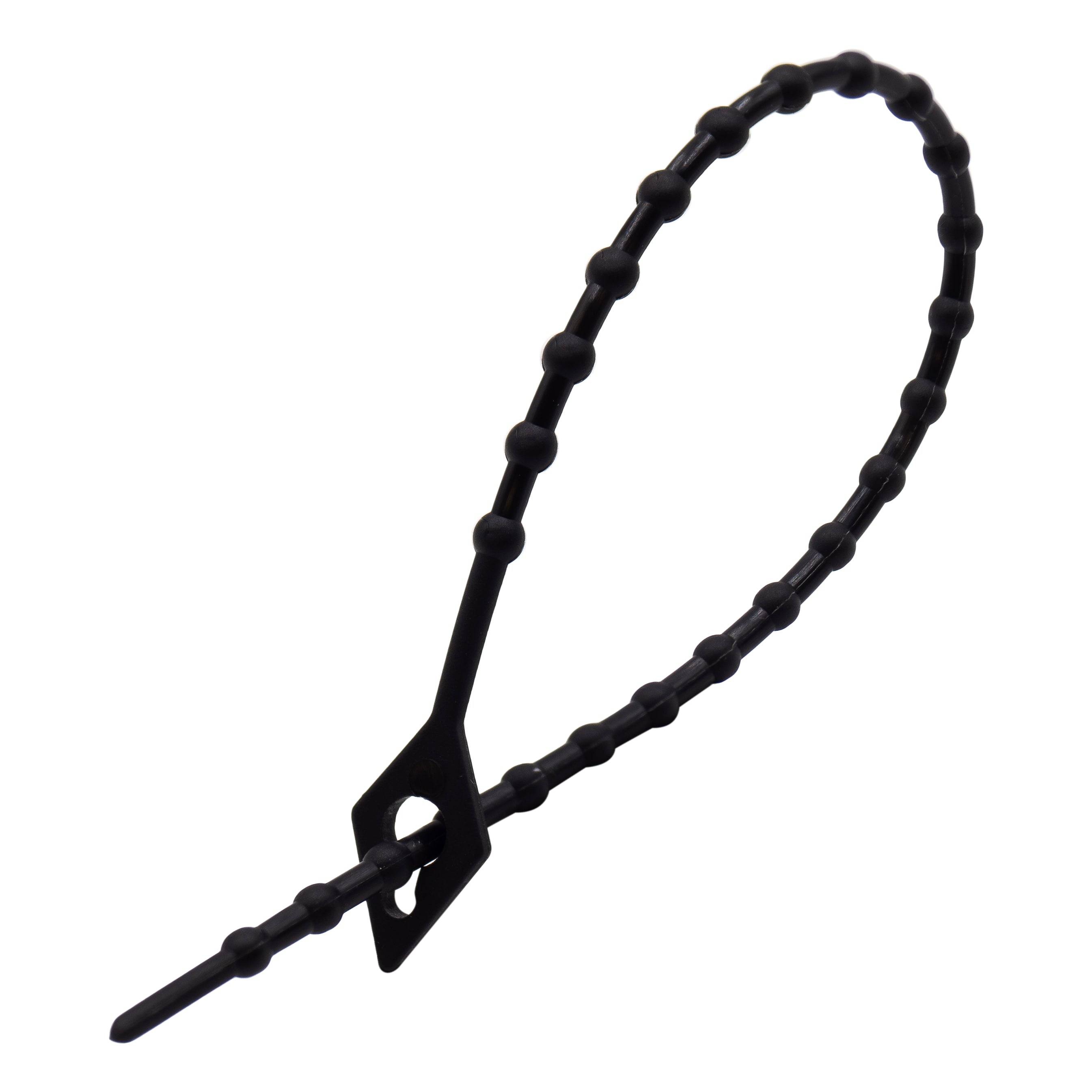 BCT100B - 4" Miniature Beaded Nylon Reusable Cable Ties, 18-lb Tensile, Black, UV Resistant, 100-Pack