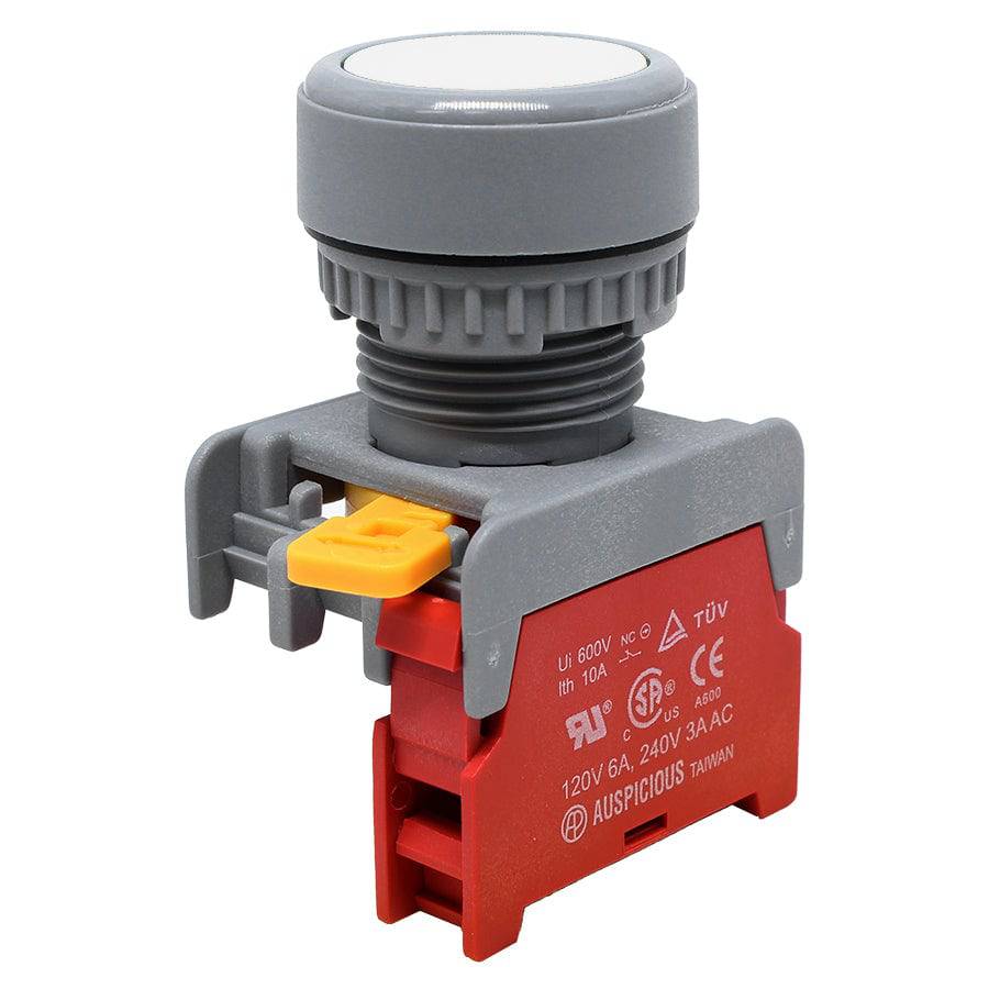 XB22-1/C-WH - 1/C - 22mm Flat Head Push Button Switch - Blanco