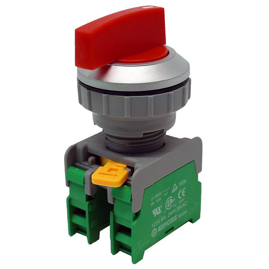 LSS30-2/O-RD - Long Knob Switch - 2 Contact (2/O) - 3 Positions (1-0-2) - Rojo
