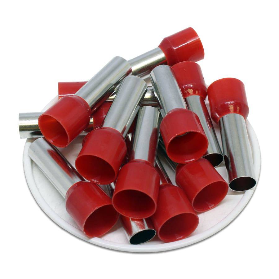 AD350025 - 2 AWG Single Insulated Punteras, 25mm Pin, Rojo, UL Recognized, 100 piezas