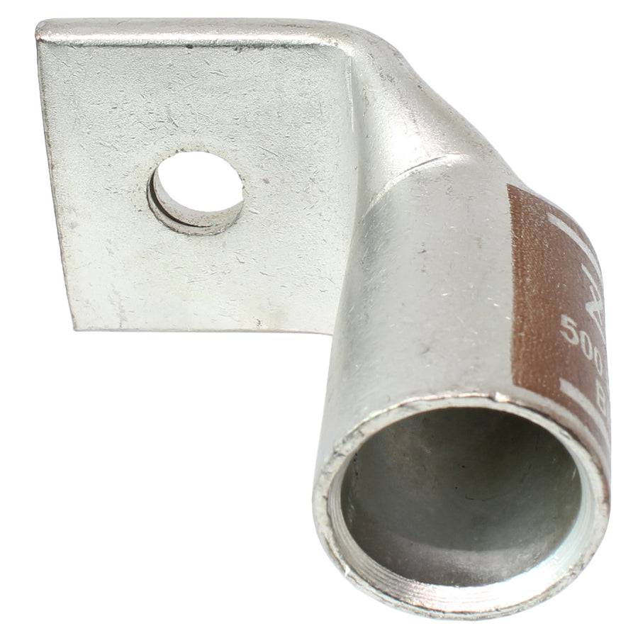 SBF50038 - 90 Degree Barril corto Terminal de compresión - 500 MCM - 3/8" Orificio