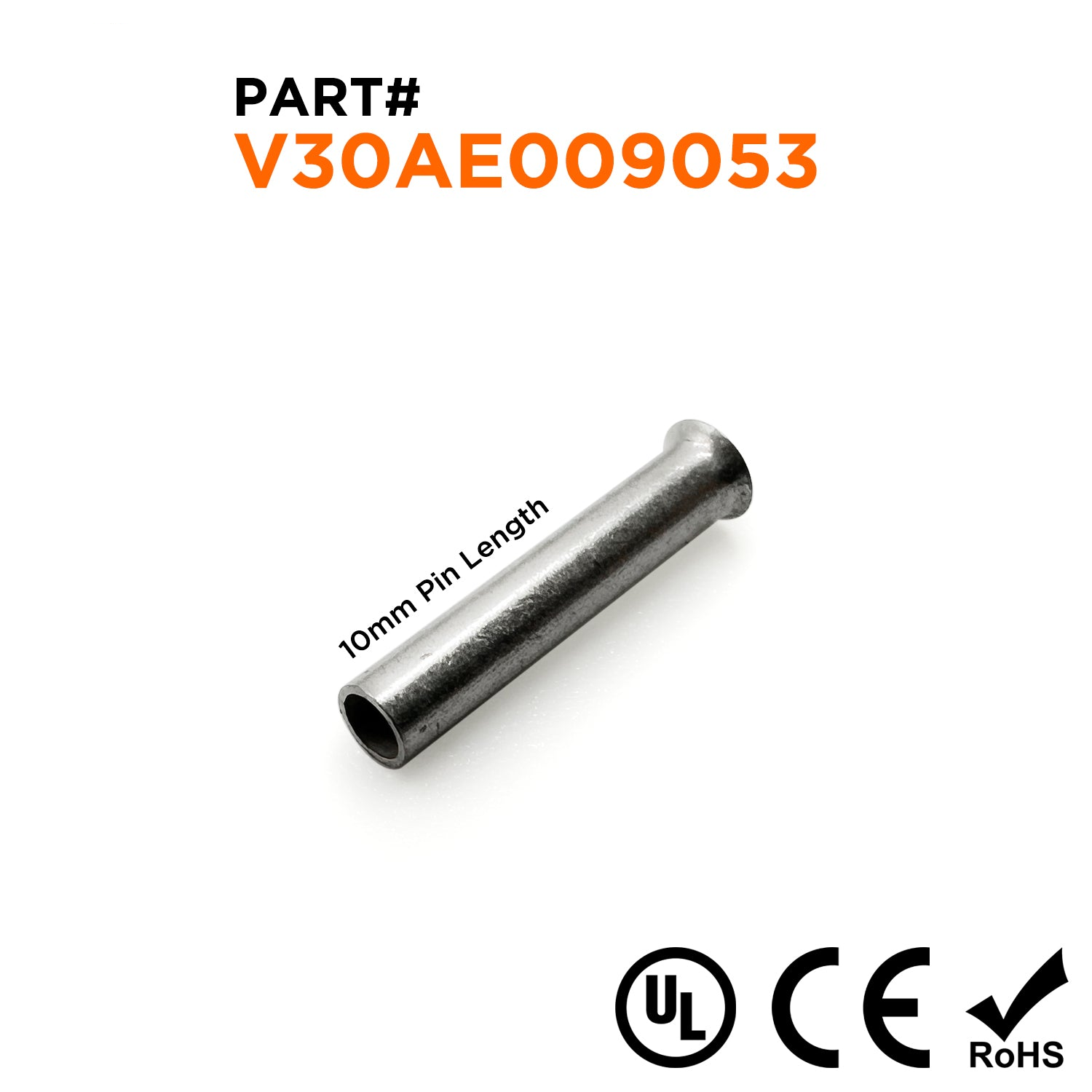 Z+F V30AE009053 - 18 AWG Non Insulated Wire Ferrules, 10mm Pin, 1000 Pieces